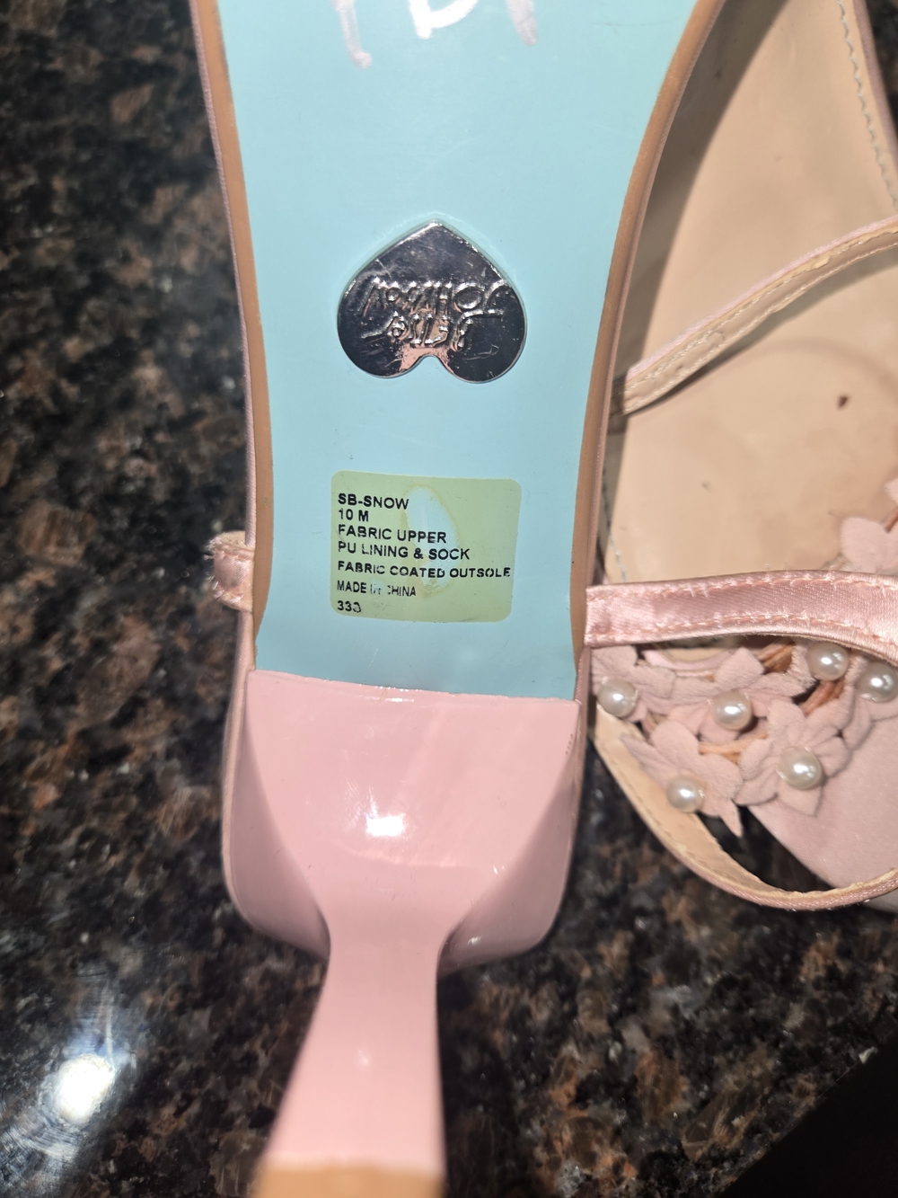 Betsey Johnson Pink Floral Pearl-Embellished Ankle-Strap Heels - Picture 3 of 7
